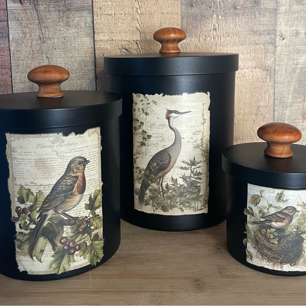 Upcycled Bird canister set - Picture 6 of 14